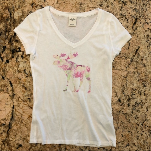 abercrombie kids girl’s floral🌸moose🫎t-shirt women’s fitted Baby T - Picture 6 of 6